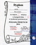 Zwycistwo w Konkursie Powiatowym Plejada witych
